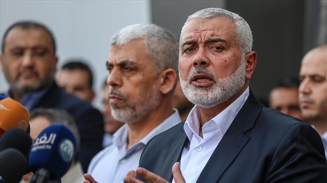 Ismail Haniyeh Head of the Political Bureau of Hamas, holds a press conference at Rafah border crossing following his visit in Egypt. 