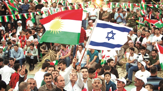 Kuzey Irak'ta 25 Eylül'deki referandum öncesi başta 
Erbil ve Duhok olmak üzere dünyanın çeşitli 
kentlerindeki mitinglerde İsrail bayrakları açılıyor.