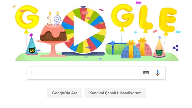 Google'ın 18. yaş günü Doodle'ı