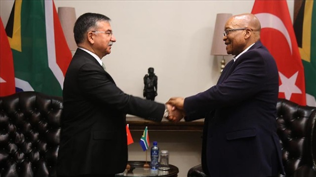 Turkey's Education Minister Ismet Yilmaz meets South African President Jocab Zuma in Johannesburg, South Africa.