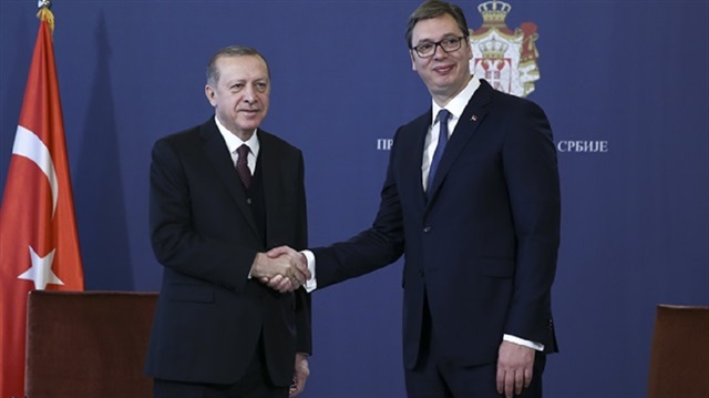 مؤتمر صحفي للرئيس أردوغان ونظيره الصربي عقب توقيع اتفاقيات تعاون بين البلدين في العاصمة الصربية بلغراد  