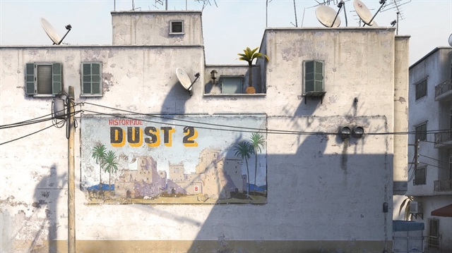 Valve'ın paylaştığı yeni Dust2 haritasından bir ekran görüntüsü.