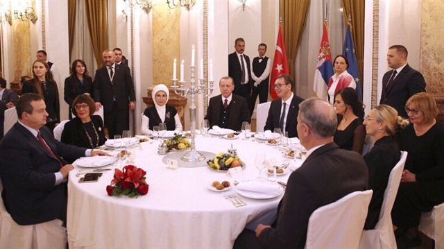 Cumhurbaşkanımız Erdoğan, Donguarde'de Sırbistan Cumhurbaşkanı Vucic'in onuruna verdiği devlet yemeğine katıldı. 
