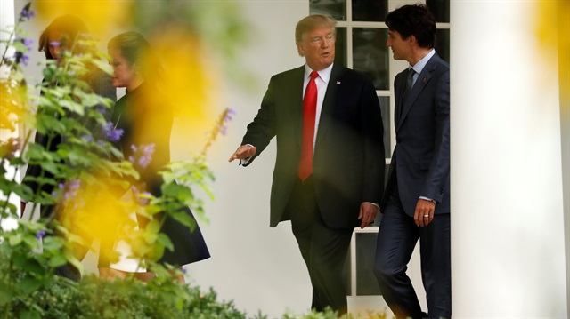 U.S. President Donald Trump  and Canadian PM Justin Trudeau