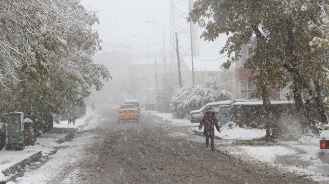 Ardahan kent merkezine yılın ilk karı yağdı

