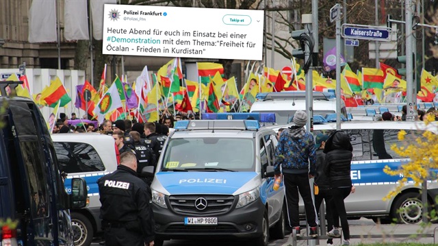 Frankfurt Polisi daha önce de terör örgütü PKK yandaşlarının mitingine izin vermişti.