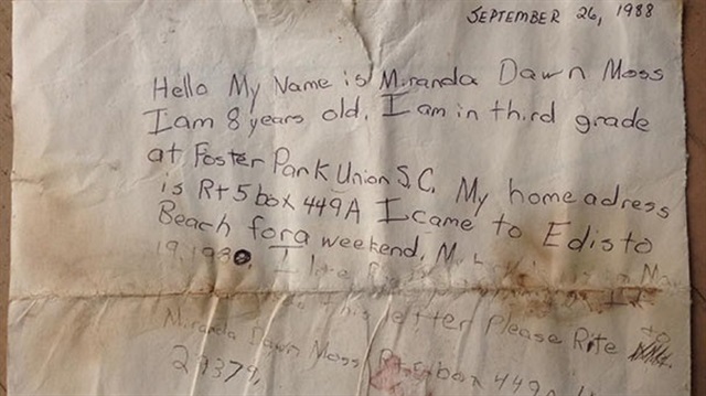 Message in a bottle returns to sender 29 years later