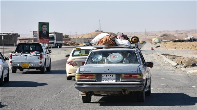 Iraqi civilians who fled their homes, return back to Kirkuk after Iraqi government forces take control of city center from Peshmerga forces in Kirkuk, Iraq on October 17, 2017.