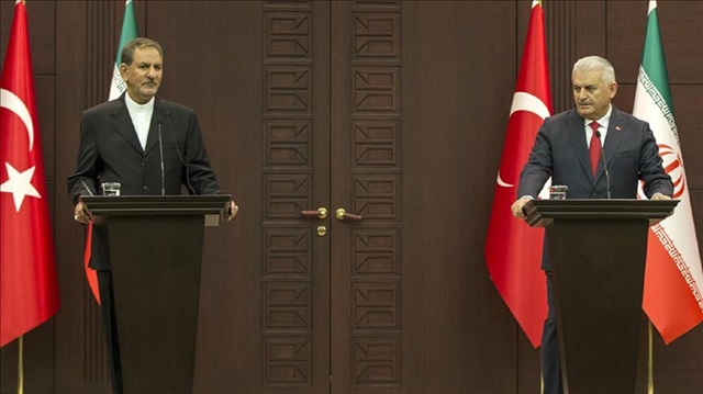Turkish Prime Minister Binali Yıldırım and Iran's First Vice President Eshaq Jahangiri 