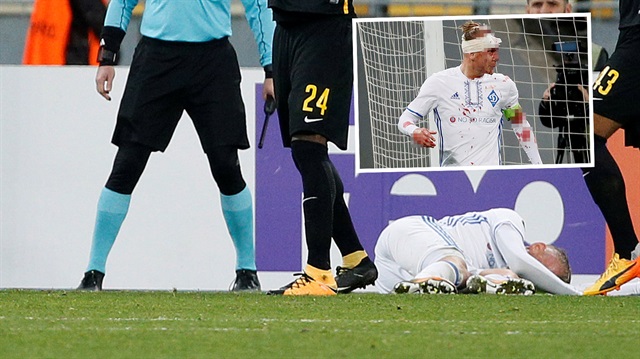 Rakibiyle kafa kafaya çarpışan Vida'nın sahadaki görüntüsü iki takım futbolcularını korkuttu. 