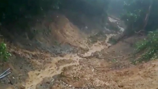 Aftermath of a landslide is seen 