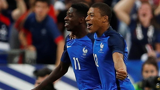 Ousmane Dembele ve Kylian Mbappe, Fransa Milli Takımı formasıyla.