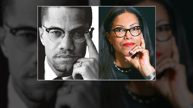 Malcolm X (L) and his daughter Ilyasah Shabazz (R).
