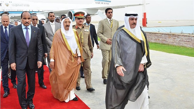 Kuwaiti Emir Sheikh Sabah Al Sabah arrives in the Mauritanian capital Nouakchott ahead of the summit.