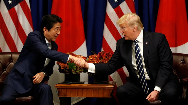 U.S. President Donald Trump meets with Japanese Prime Minister Shinzo Abe