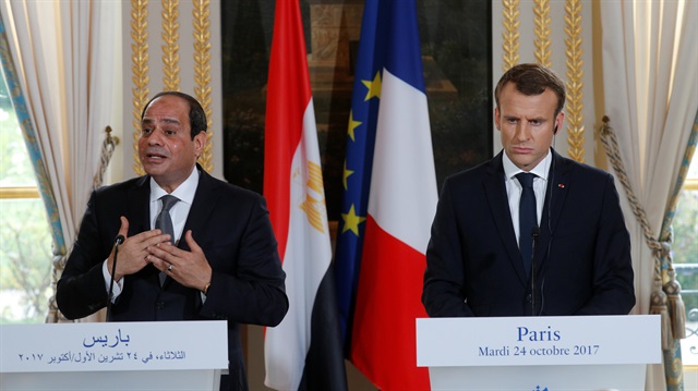 Fransa Cumhurbaşkanı Macron ile Mısır'ın darbeci Cumhurbaşkanı Sisi