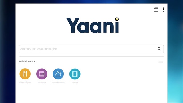 Yaani arama motorunun ana sayfası.