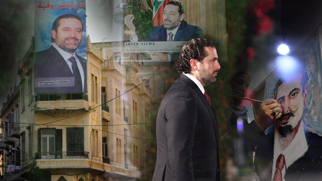 Lübnan'ın istifa eden başbakanı Saad Hariri'nin afişleri ülke sokaklarına asıldı.
