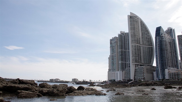 The Trump Ocean Club International Hotel and Tower Panama is seen next to apartment buildings in Panama City