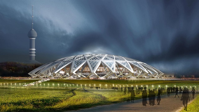 Rusya'da inşa edilen Samara Arena'nın tasarlanan görüntüsü.