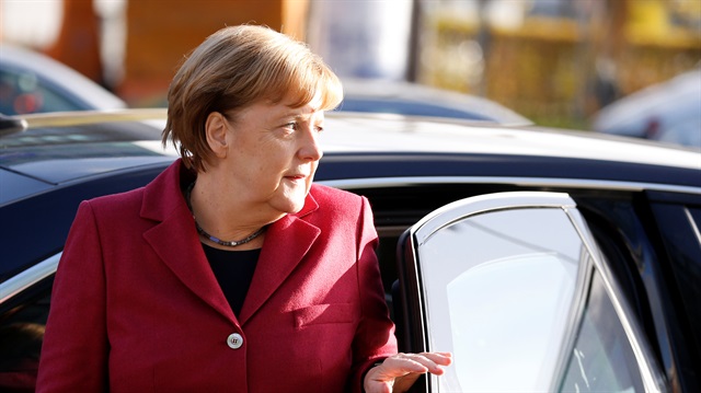 German Chancellor Angela Merkel of the Christian Democratic Union (CDU) arrives at Christian Democratic Union (CDU) headquarters in Berlin