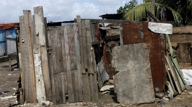 An outdoor toilet is seen in the Marcory district of Abidjan, Ivory Coast