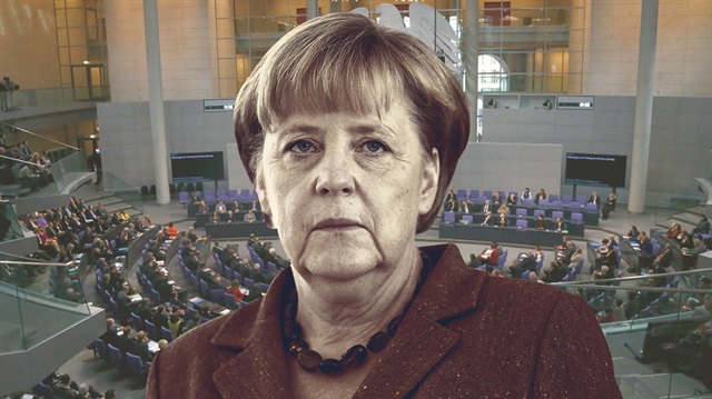 Almanya Başbakanı Angela Merkel'in Alman Meclisi'ndeki görüntüsü dikkatlerden kaçmadı.