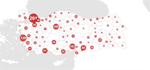 Türkiye'de kadın şiddetinin haritası.