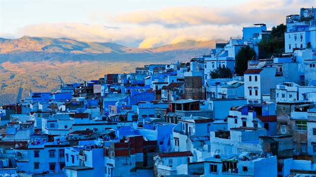 Fas'ta yer alan Şafşavan şehrinde yer alan tüm evler, mavi ya da beyaz... 