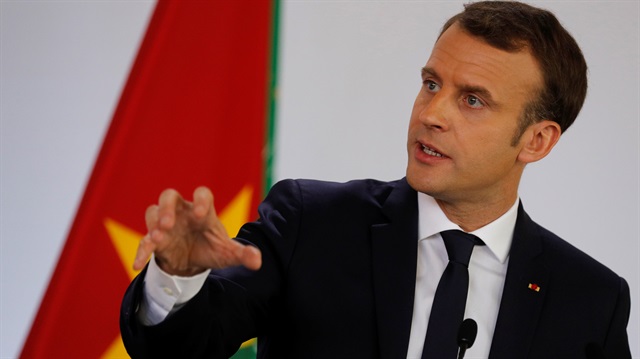 Fransa Cumhurbaşkanı Emmanuel Macron Burkina Faso ziyareti sırasında konuşma yapıyor. 