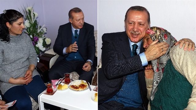 Cumhurbaşkanı Erdoğan, 11 yıl önce ziyaret ettiği Necmiye ve kızı Yeşim Erden'in evine tekrar konuk oldu.