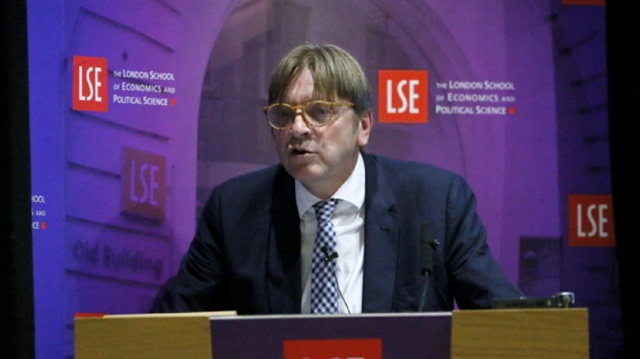 File Photo: The European Parliament's Brexit coordinator Guy Verhofstadt speaks at the London School of Economics in London, Britain