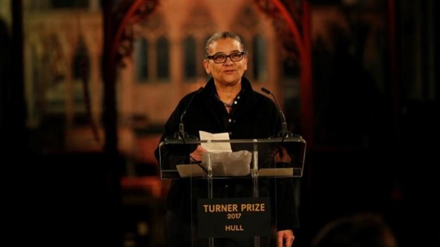 Artist Lubaina Himid speaks after being announced as the winner of the Turner Prize in Hull, Britain