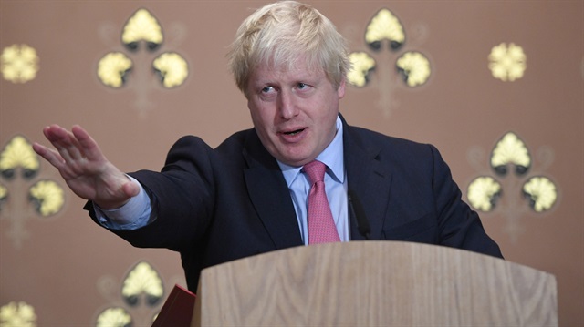 Britain's Foreign Secretary Boris Johnson gives a speech at the Foreign Office in London 