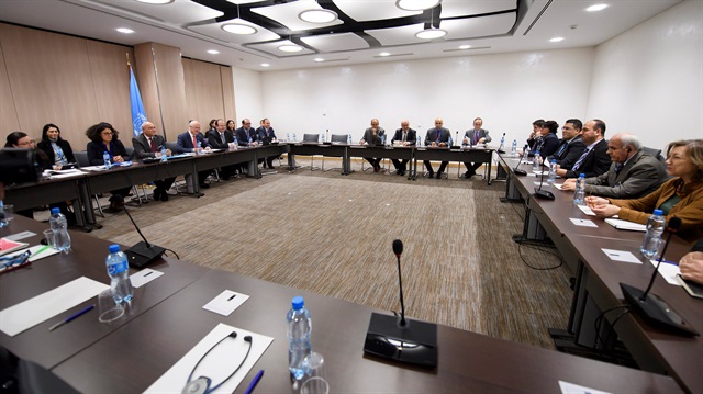 A general view of a meeting of Intra-Syria peace talks in Geneva
