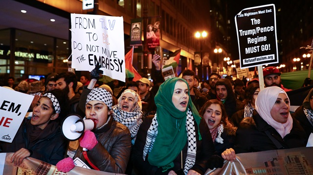 ABD'nin provokatif Kudüs kararı Chicago’da protesto edildi