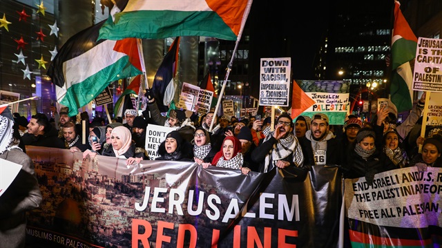 مظاهرة حاشدة في "شيكاغو" الأمريكية ضد قرار ترامب بشأن القدس