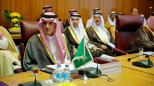 Saudi Foreign Minister Adel al-Jubeir arrives to attend the Arab League foreign ministers 