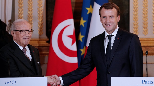 Tunus Cumhurbaşkanı Sibsi ve Fransa Cumhurbaşkanı Macron