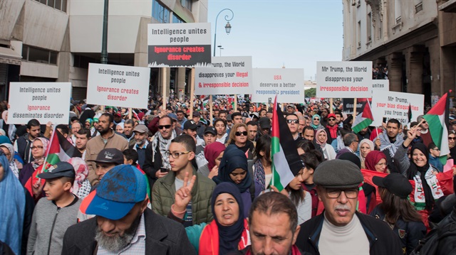مسيرة بالرباط تحشد 100 ألف متظاهر رفضا لقرار ترامب بشأن القدس