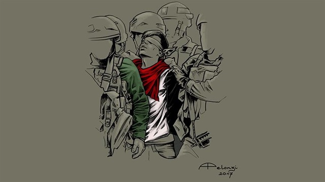İtalyan ressam ve gazeteci Pelonzi, Filistinlilerin direnişinin sembolü olan çocuğu çizdi.