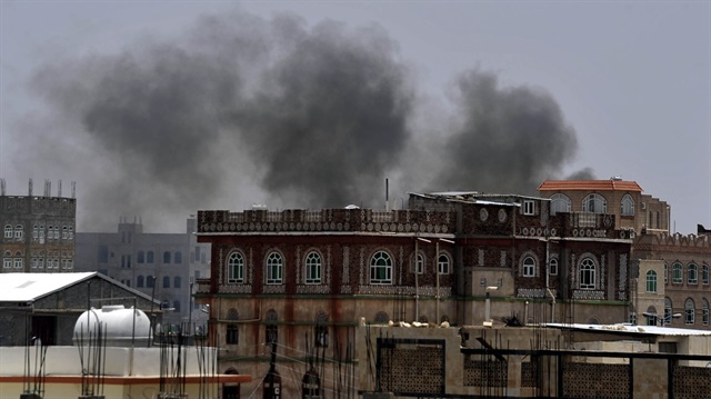 Saudi led coalition airstrikes in Sanaa  