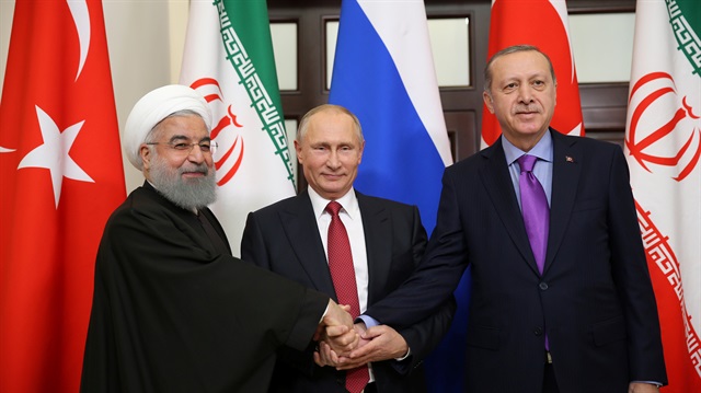 Presidents Recep Tayyip Erdoğan of Turkey, Vladimir Putin of Russia and Hassan Rouhani of Iran meet in Sochi, Russia, November 22, 2017