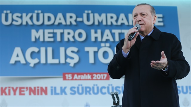 Cumhurbaşkanı Recep Tayyip Erdoğan, Üsküdar-Ümraniye Metrosu açılış töreninde konuştu.