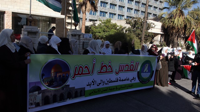 Ürdünlü kadınlar ABD'nin Kudüs kararını protesto etti.
