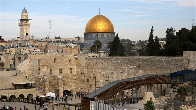 A general view of Jerusalem's Old City shows the Western Wall