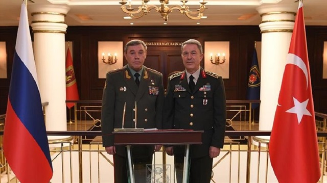 Chief of the General Staff of the Turkish Armed Forces Hulusi Akar (R) and Chief of the General Staff of the Russian Armed Forces Valery Gerasimov (L)