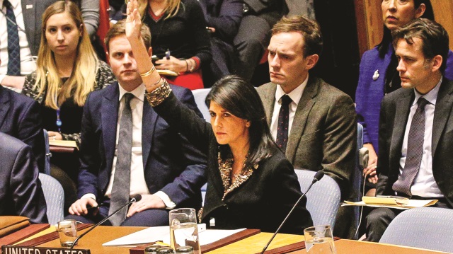 ABD'nin BM Daimi Temsilcisi Nikki Haley, 14 üyeye karşı tek başına kaldı