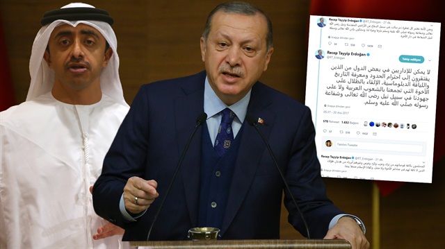 Cumhurbaşkanı Erdoğan, Birleşik Arap Emirlikleri Dışişleri Bakanı Abdullah bin Zayed'e Twitter'a cevap verdi. 