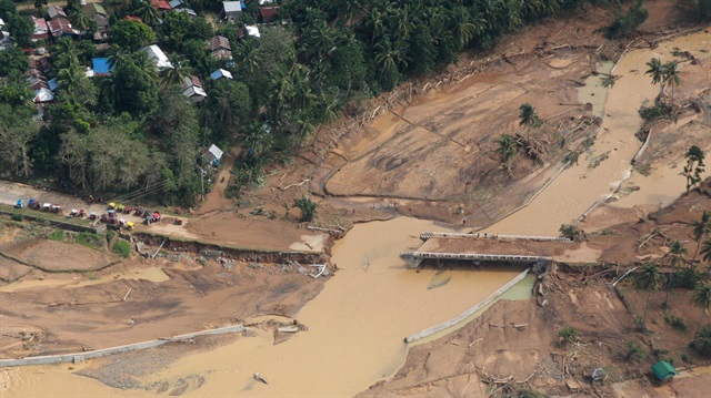 Aerial shot shows an impassable Catmon Bridge after Typhoon Kai-tak, locally name Urduja, ravaged Biliran Province